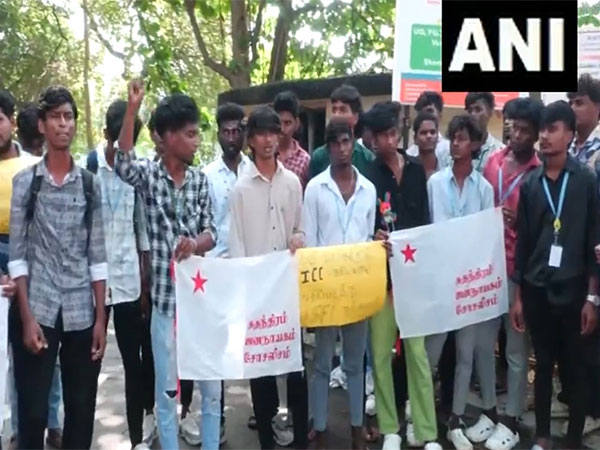 Students’ Federation of India (SFI) members staging a protest in Chennai (Photo/ANI)