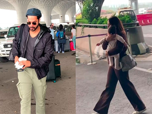 Varun Dhawan, Natasha Dalal, daughter Lara (Photo/ANI)
