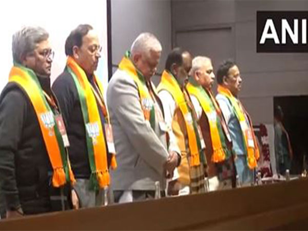 BJP leaders observe moment of silence (Photo/ANI) 
