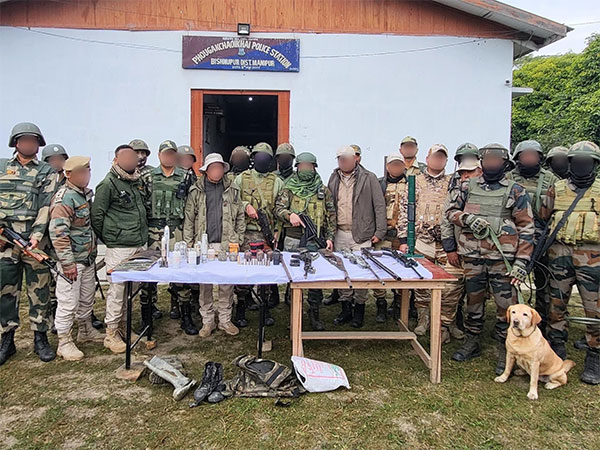 Arms and ammunition recovered in Manipur (Photo/ANI)