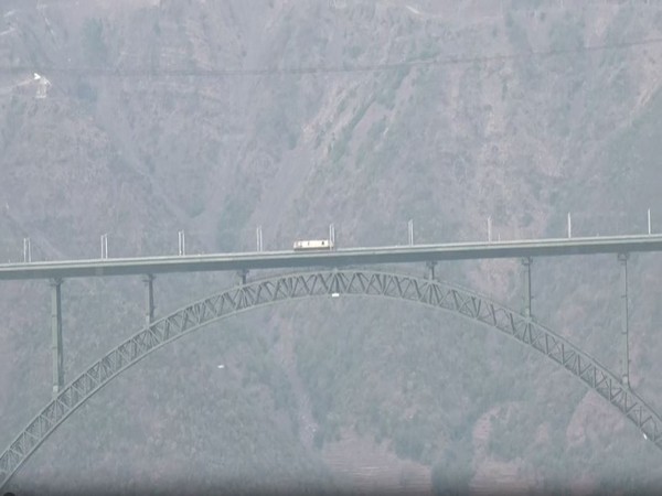  Trial run over Chenab bridge on Saturday. (Photo/ANI)