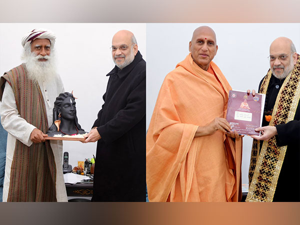 Amit Shah meets Sadhguru, Swami Avdheshanand Giri.  (Photo:@AmitShah)
