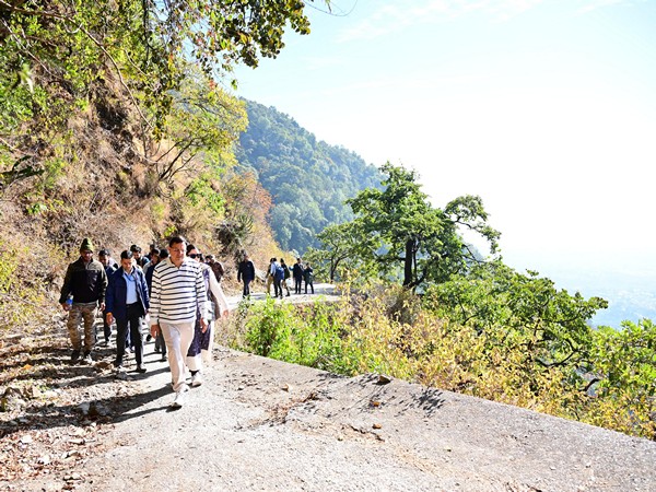 Uttarakhand Chief Minister Pushkar Dhami inspects Dehradun-Mussoorie trek (Photo/ANI)