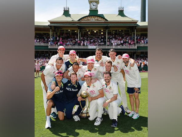 Pat Cummins and Australian team with the trophy. (Photo- Marnus Labuschagne Instagram)