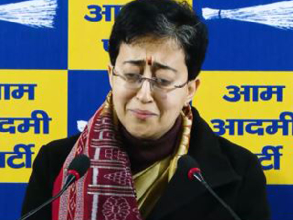 Delhi Chief Minister Atishi breaks down during news conference (Photo/ANI)