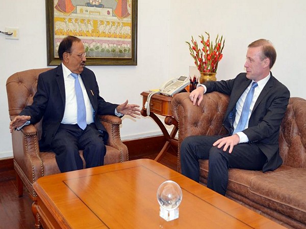 NSA Ajit Doval meets US National Security Advisor Jake Sullivan, in New Delhi on Monday (Photo/ANI)