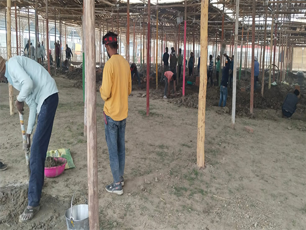 Workers prepping th Mandap (Photo/ANI)