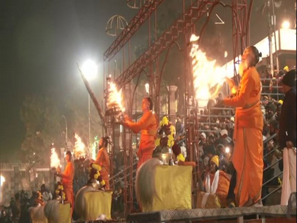 Evening aarti at Saryu Ghat in Ayodhya on Wednesday. (Photo/ANI)