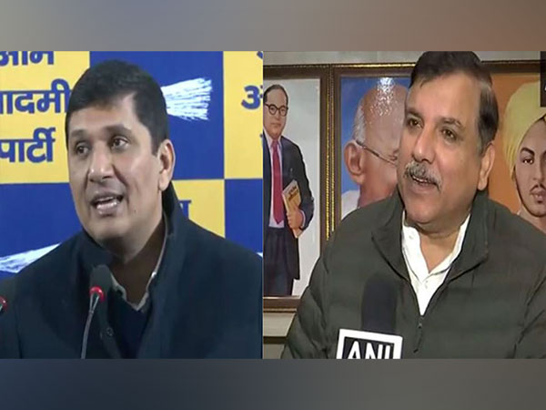 AAP MLA and Delhi Minister Saurabh Bharadwaj and Aam Aadmi Party (AAP) MP Sanjay Singh (Photo/ANI)