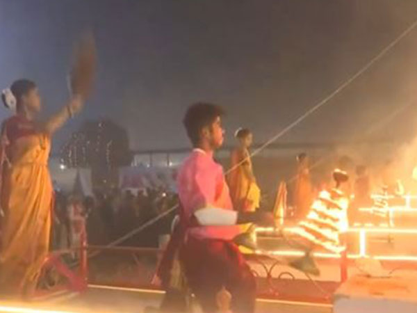Ganga Aarti at Triveni Sangam in Prayagraj. (Photo/ANI)
