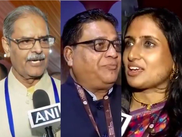 Deputy CM of Odisha KV Singh Deo, Minister of Arts and Culture of Mauritius Mahendra Gondeea, Vanisha Dhiru, representing UNESCO in New Zealand.(L to R)(Photo/ANI) 