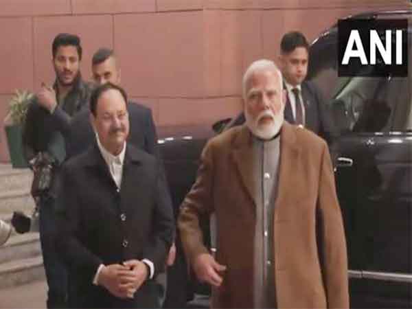 PM Modi interacts with journalists outside the BJP headquarters (Photo/ANI)