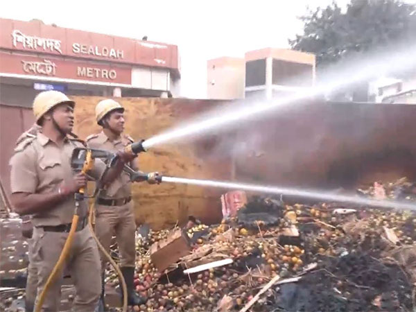 Fire breaks out at railway premises near Sealdah Station in Kolkata (Photo/ANI)