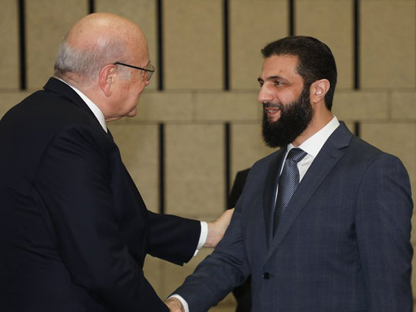 Lebanese Prime Minister Najib Mikati meets  Syria's de facto leader Ahmed al-Sharaa (Photo/X@Najib_Mikati)