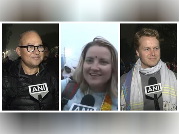 Foreign devotees attending the Maha Kumbh Mela (Photo/ANI)