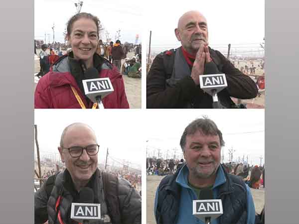 Devotees from Spain and Italy attending the Maha Kumbh Mela (Photo/ANI)