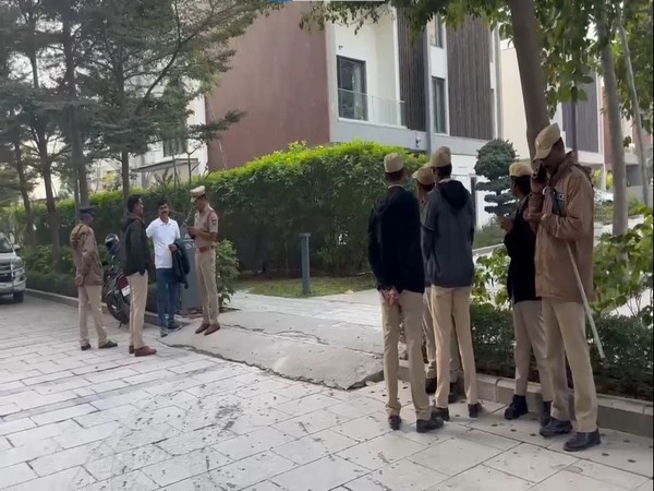 Police deployement outside KTR's residence (Photo/ANI)