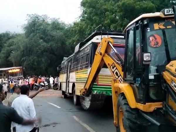 Two RTC buses collide in Chandragiri, 30 injured (Photo/ANI)