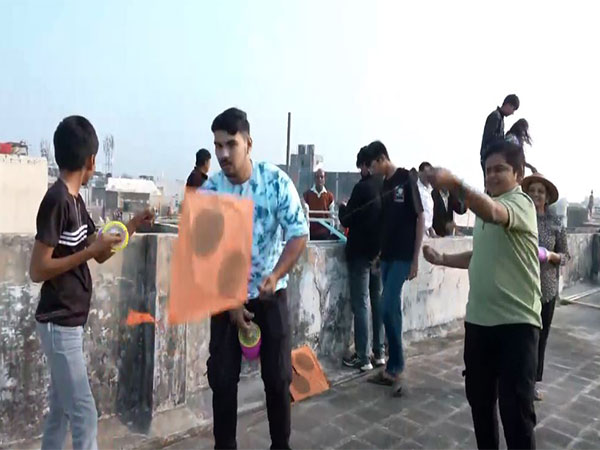 People flying kites In Ahmedabad on Uttarayan festival. (Photo/ANI)