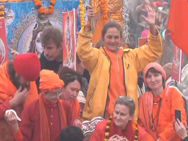 Foreign devotees participating at the Maha Kumbh Mela (Photo/ANI)