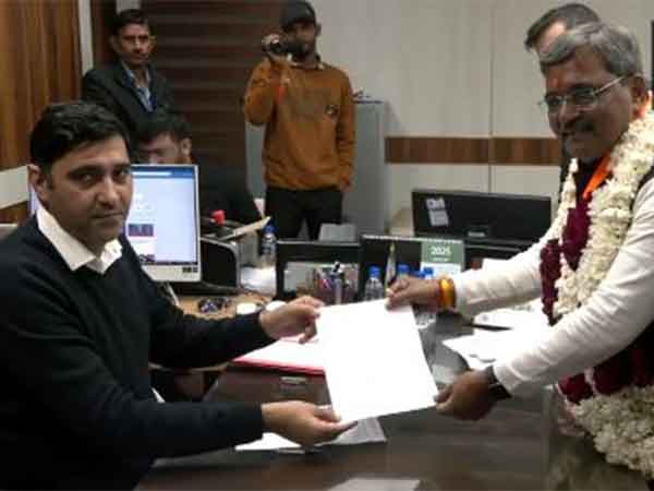 BJP leader Satish Upadhyay files nomination. (Photo/ANI)