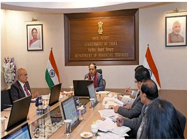 M Nagaraju, Secretary, Department of Financial Services, Ministry of Finance during a meeting. (Center)(Pic/PIB)