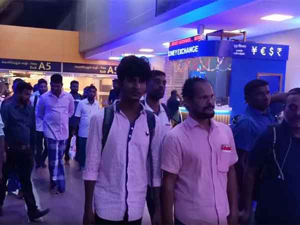 15 fishermen released from Sri Lankan prison arrive at Chennai airport. (Photo/ANI) 