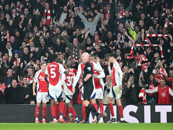 Arsenal team celebrating. (Photo- Arsenal X/@Arsenal)