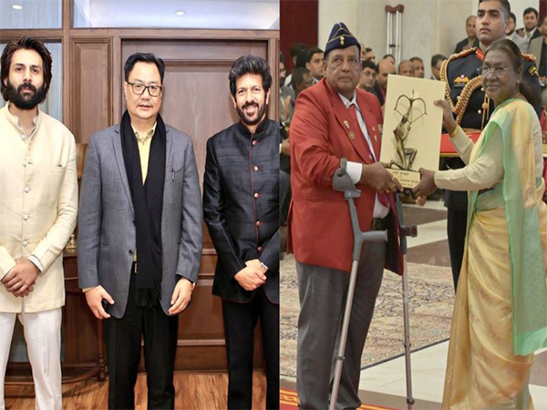 Kiren Rijiju with Kartik Aaryan and Kabir Khan, Murlikant Petkar with President of India (Photo/X/@KirenRijiju)