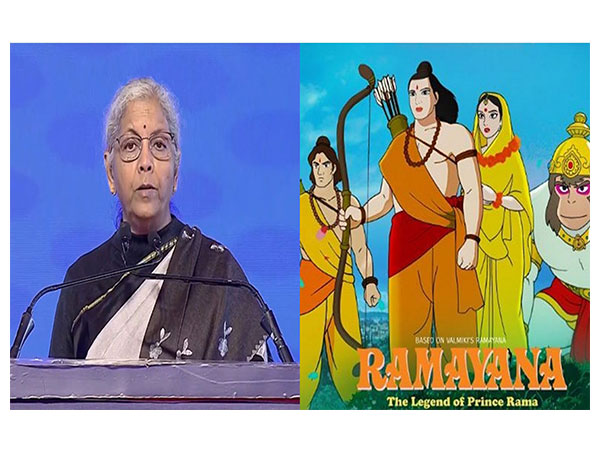 Nirmala Sitharaman and Ramayana poster (Image Source: ANI/Instagram)