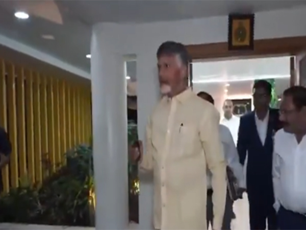 Andhra Pradesh CM Chandrababu Naidu leaving his residence to attend WEF (Photo/ANI) 