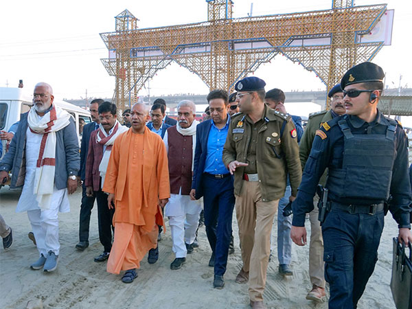 Uttar Pradesh Chief Minister Yogi Adityanath arrives at the fire incident spot at the Maha Kumbh Mela on Sunday (Photo/ANI)