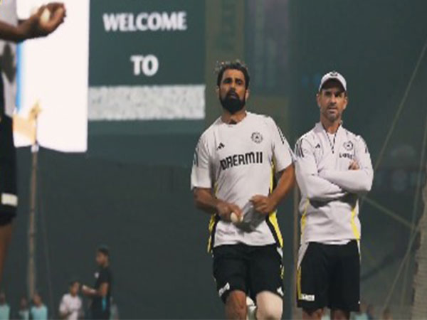 Mohammed Shami during practice with Team India in Kolkata. (Picture: X/@BCCI)