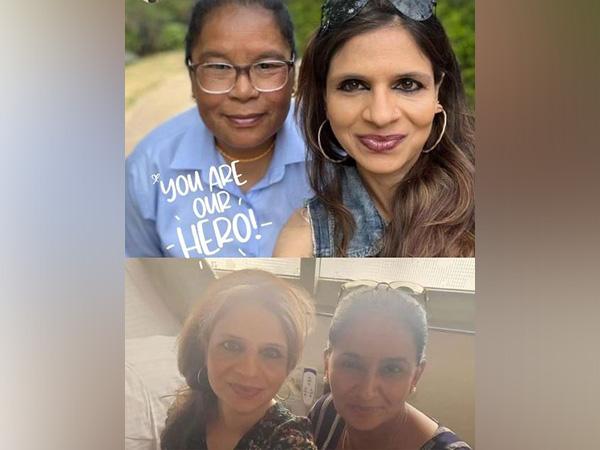 Saba Pataudi with staff who work at Saif's residence (Image source: Instagram)