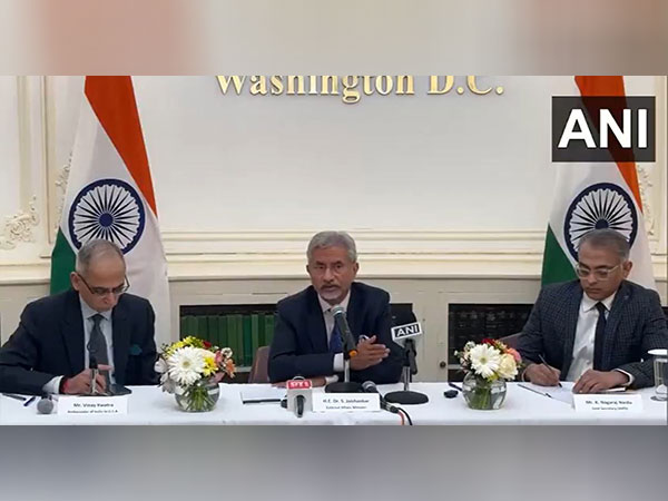 External Affairs Minister, S Jaishankar speaking during a press conference in Washington DC (Photo/ANI)