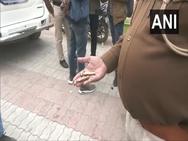 Police display the empty shells at the place of incident (Photo/ANI)
