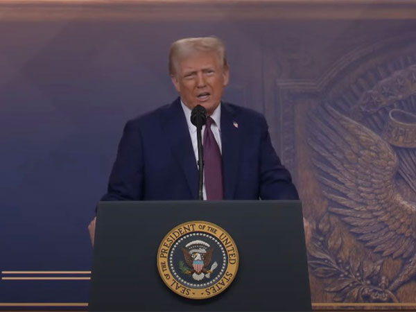 US President Donald Trump virtuall addresing WEF Davos (Image: WEF)