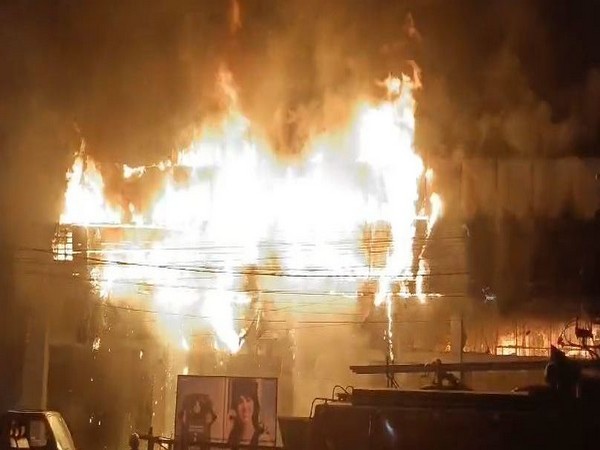 Massive fire engulfs car showroom in Telangana’s Ranga Reddy (Photo/ANI)