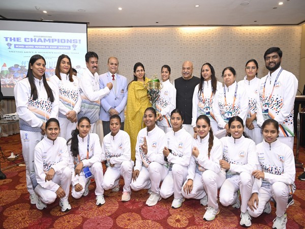 Minister of State for Youth Affairs and Sports Raksha Khadse with India's World Cup winning women's kho kho team (Image: SAI media)
