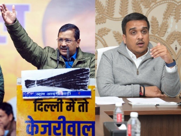 AAP national convenor Arvind Kejriwal and Gujarat Home Minister Harsh Sanghavi (Photo: ANI, X)