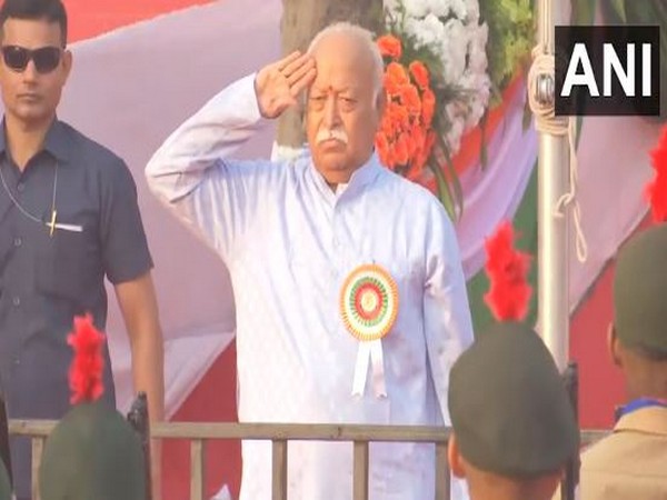 Rashtriya Swayamsevak Sangh (RSS) chief Mohan Bhagwat unfurls the national flag on the occasion of 76th RepublicDay (Photo/ANI))
