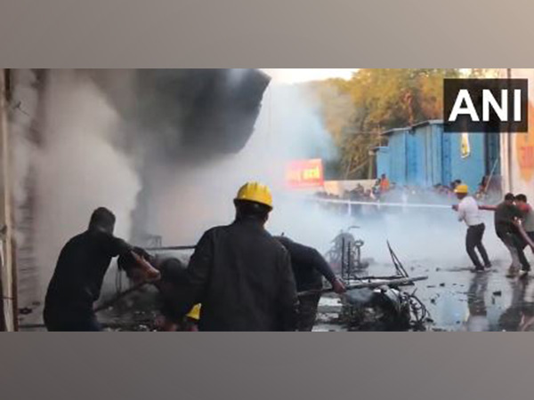  Fire breaks out at Pathak Bazaar.(Photo/ANI)