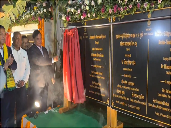 Assam CM Himanta Biswa Sharma laying foundation stones for four flyovers (Photo/X @himantabiswa)