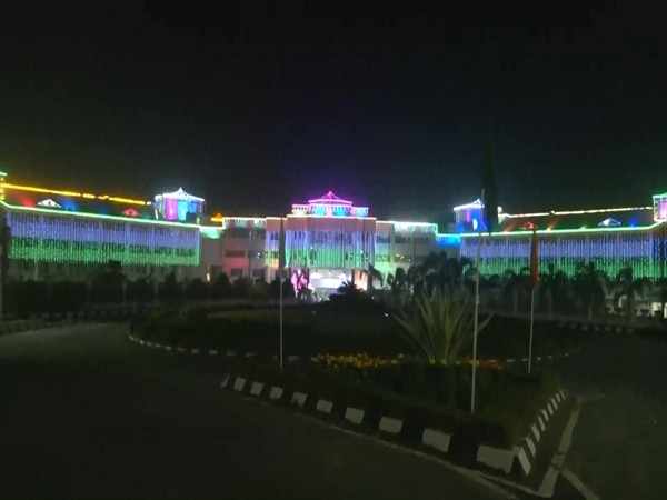 Raj Bhawan in Agartala illuminated with Tricolour on the occasion of Republic Day. (Photo/ANI)