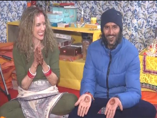 Penelope and Siddharth, who got married at Maha Kumbh (Photo/ANI)