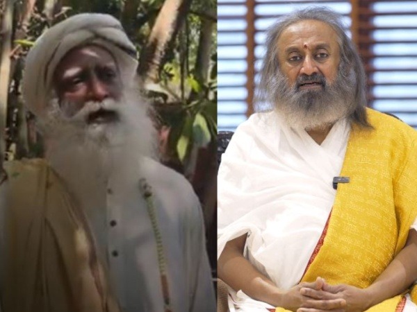 Spiritual leaders Sadhguru Jaggi Vasudev (left) and Sri Sri Ravishankar (Photo/ANI) 