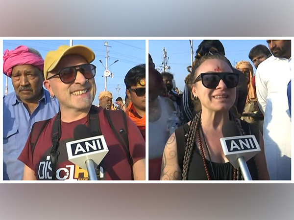 Italian tourists attending the Maha Kumbh Mela (Photo/ANI)