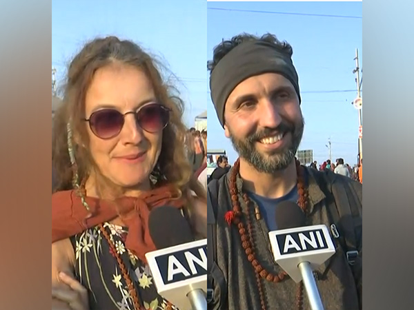 Foreign tourists in Mahakumbh (Photo/ANI)