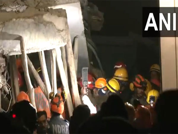 Visuals from the spot where a building collapsed in Delhi's Burari area. (Photo/ANI)