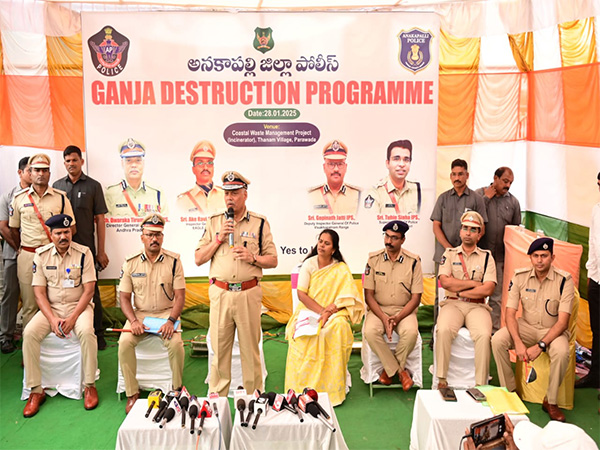  Ganja Destruction Programme press conference by Anakapalli District Police. (Photo/ANI)